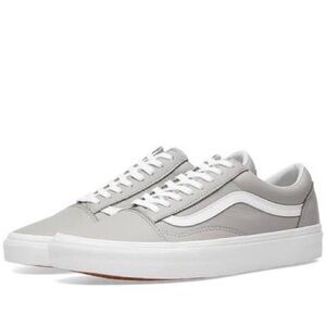 Vans Old Skool sneakers in the Gray Dawn and True White leather 6.5women’s 5mens